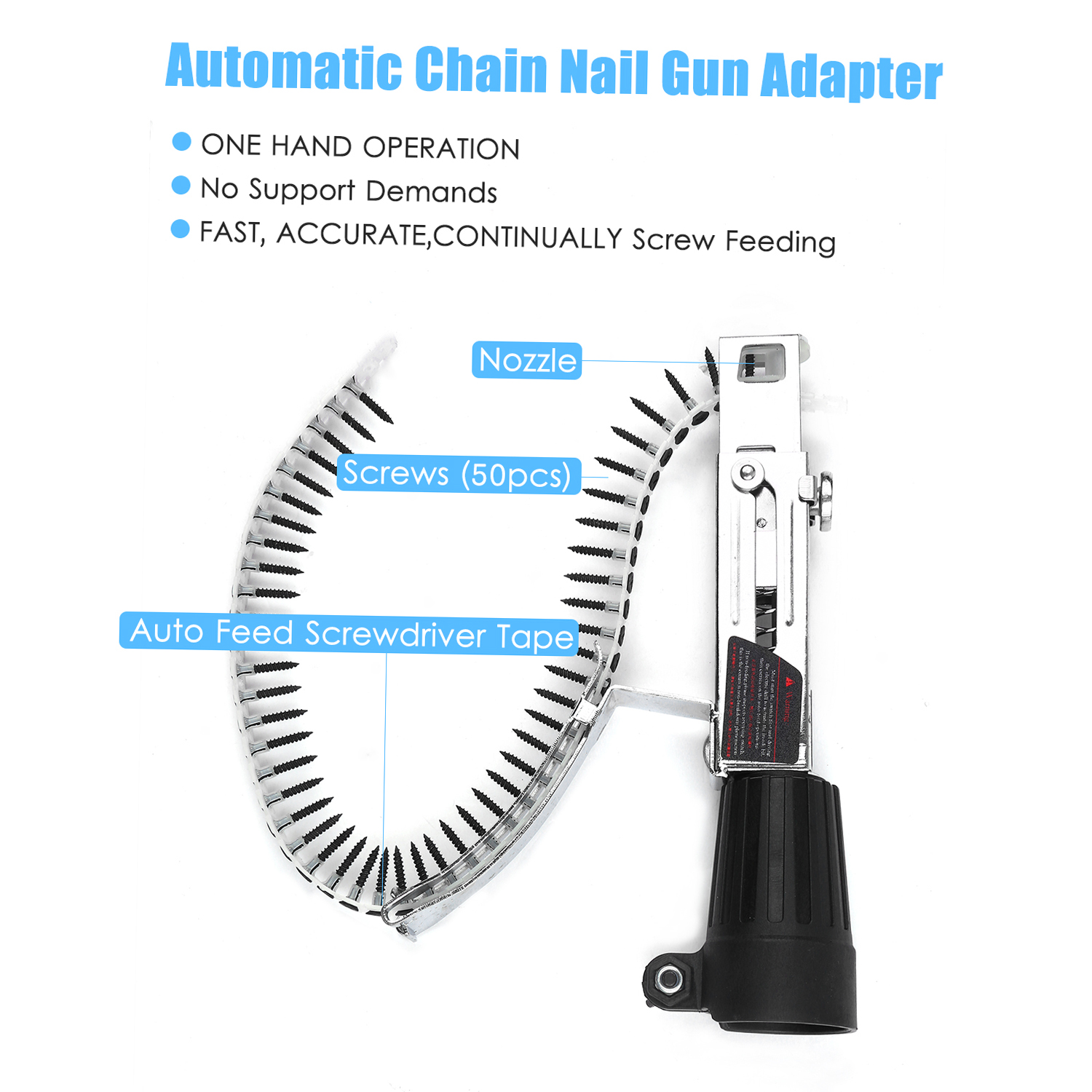 Adaptateur Clou Automatique Pour Perceuse | Profondeur Réglable | 50 Clous Inclus | Travail Du Bois