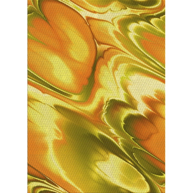 Ahgly Company Tapis Rectangulaire Lavable en Machine Intérieur Transitionnel Brun Doré Jaune, 2 Pieds x 5 Pieds