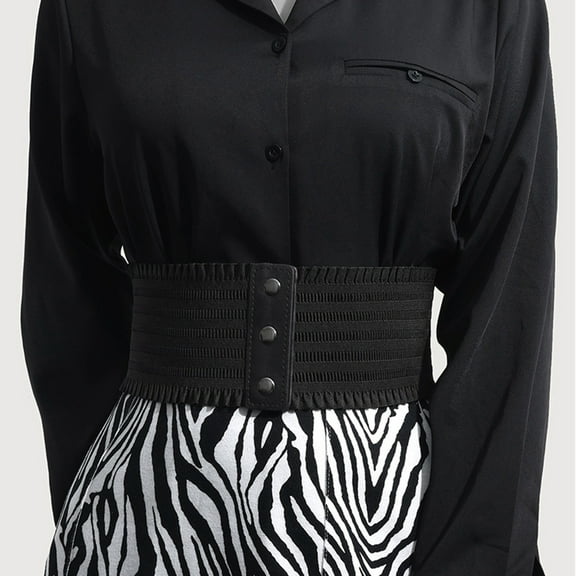 GHSOHS Black Belts for Women Snap-Button Corset Belt Vintage Stretchy Waistband Corset Waist Waspie Belt for for Dresses Versatile Waist Seal