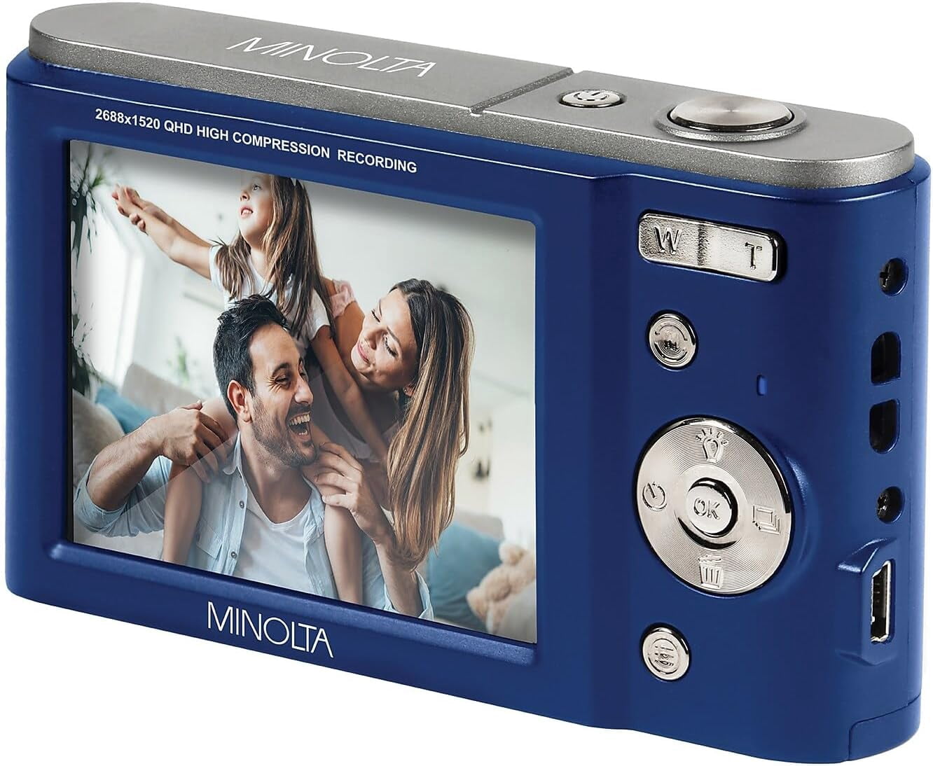 Minolta MND20 44 MP / 2.7K Ultra HD Digital Camera (Blue) + 32GB Memory Card + 12" Tripod + Memory Card Wallet + More Bundle