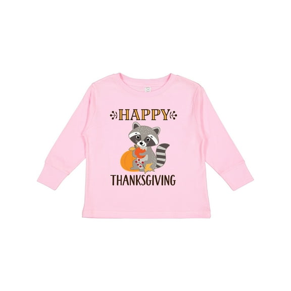 Inktastic Happy Thanksgiving Holiday Raccoon Boys or Girls Long Sleeve Toddler T-Shirt