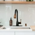 thumbnail image 3 of Akicon Two-Tone Matte Black & Rose Gold Pull Out Kitchen Faucet with Deck Plate, Single Level Solid Brass Kitchen Sink Faucets with Pull Down Sprayer, 3 of 5