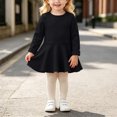 thumbnail image 2 of JUMEYU Baby Girls Ruffled Flannel Long Sleeve Medium Length Solid Color Casual Dress 9 12 Months (Black,9-12 Months), 2 of 7