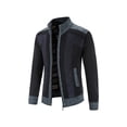 thumbnail image 3 of Frontwalk Mens Cardigans Zip-up Sweaters Patchwork Fashion Knitwear Jumpers Long Sleeve Warm Winter Jackets Coats Navy Blue 2XL, 3 of 4