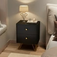 thumbnail image 5 of CARPETNAL Black Nightstand Set of 2, End Side Table Double, Bedside Table with 2 Drawers, Dual Night Stand Metal Legs for Bedroom Living Room, 5 of 14