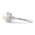 thumbnail image 4 of 925 Sterling Silver Polished Freshwater Cultured Pearl and Diamond Ring Size 10 2mm Wide Ring for Women, 4 of 6