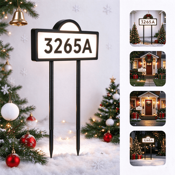 Aship Solar LED House Number Address Sign,Waterproof Light Up, Cold/Warm/Daylight White,Wall Mounted or in Ground for Yard,House Numbers for Outside