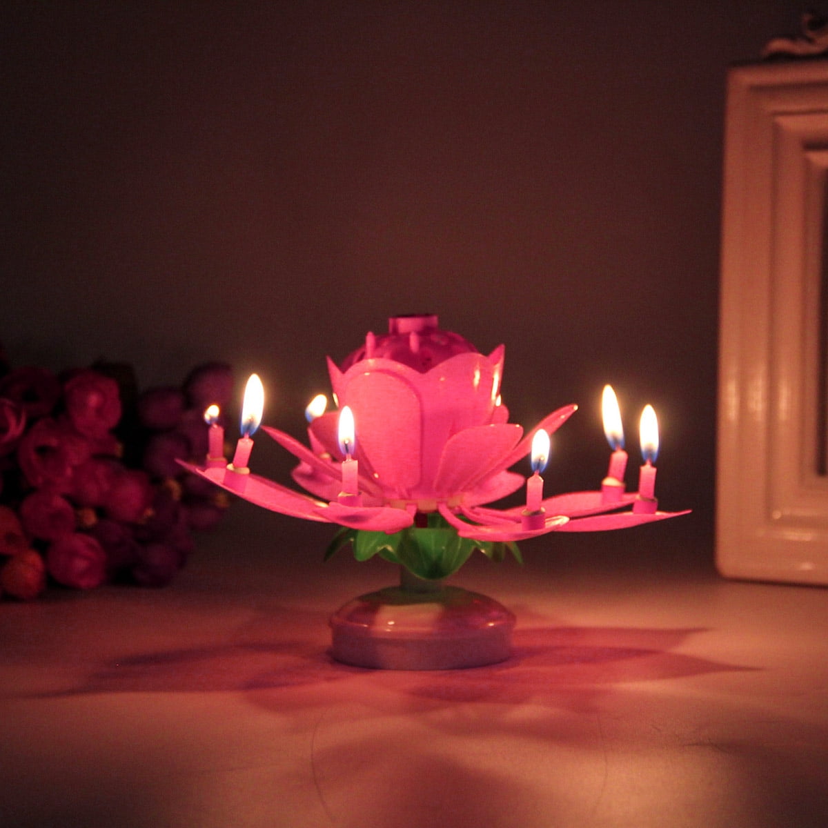 1pc Lotus Flower Candle Musical Blossom Candles Happy Birthday Decor Gift F0X1 