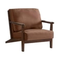 thumbnail image 3 of Silla Decorativa Cómoda Con Reposabrazos, Elegante Sillón Reclinable De Lino Y Algodón, Sofá Marrón, 3 of 9