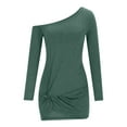 thumbnail image 6 of Efsteb Lightweight Dresses for Women Casual Off Shoulder Dress Loose Fit Long Sleeve Tee Shirt Dress Beach Sundress (Green,M), 6 of 6
