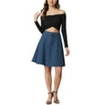thumbnail image 2 of INSPIRE CHIC Women's Skirts High Waisted A-Line Flared Casual Jean Denim Skirt 2XL Dark Blue, 2 of 6