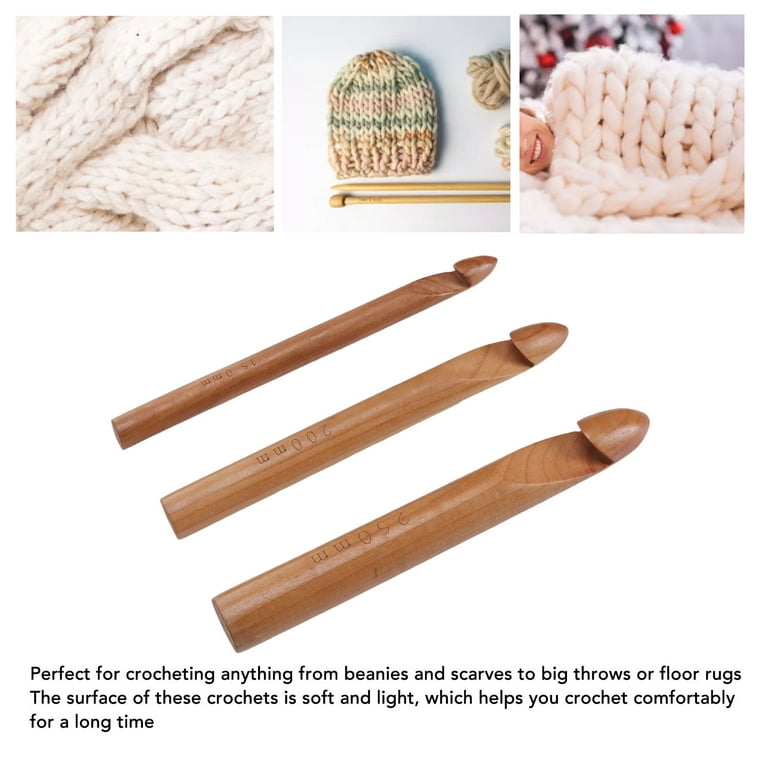 Wooden Handle Crochet Hook, Knit Craft Knitting Needle Weave Yarn Inline Crochet  Hooks for Beginner Crocheting Chunky Yarn 