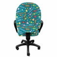 thumbnail image 3 of Colorful Office Chair Slipcover, Continuous Candies Pattern Snacks Celebration Illustration, Protective Stretch Decorative Fabric Cover, Standard Size, Sea Blue and Multicolor, by Ambesonne, 3 of 5