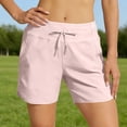thumbnail image 2 of PWPSG Women's High Waist Drawstring Quick Dry Side Split Athletic Shorts, Zipper Pockets for Yoga Workout Daily Commute Pink L, 2 of 8