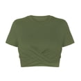 thumbnail image 6 of Baqcunre Crop Tops Women'S Short Sleeve O Neck Crop Tops Summer Casual Loose Blouse T-Shirt Womens Blouses Womens Shirts Green XL, 6 of 8