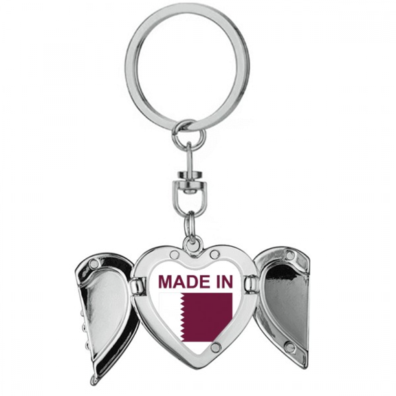 Qatar Country Love Heart Angel Wing Key Chain Holder
