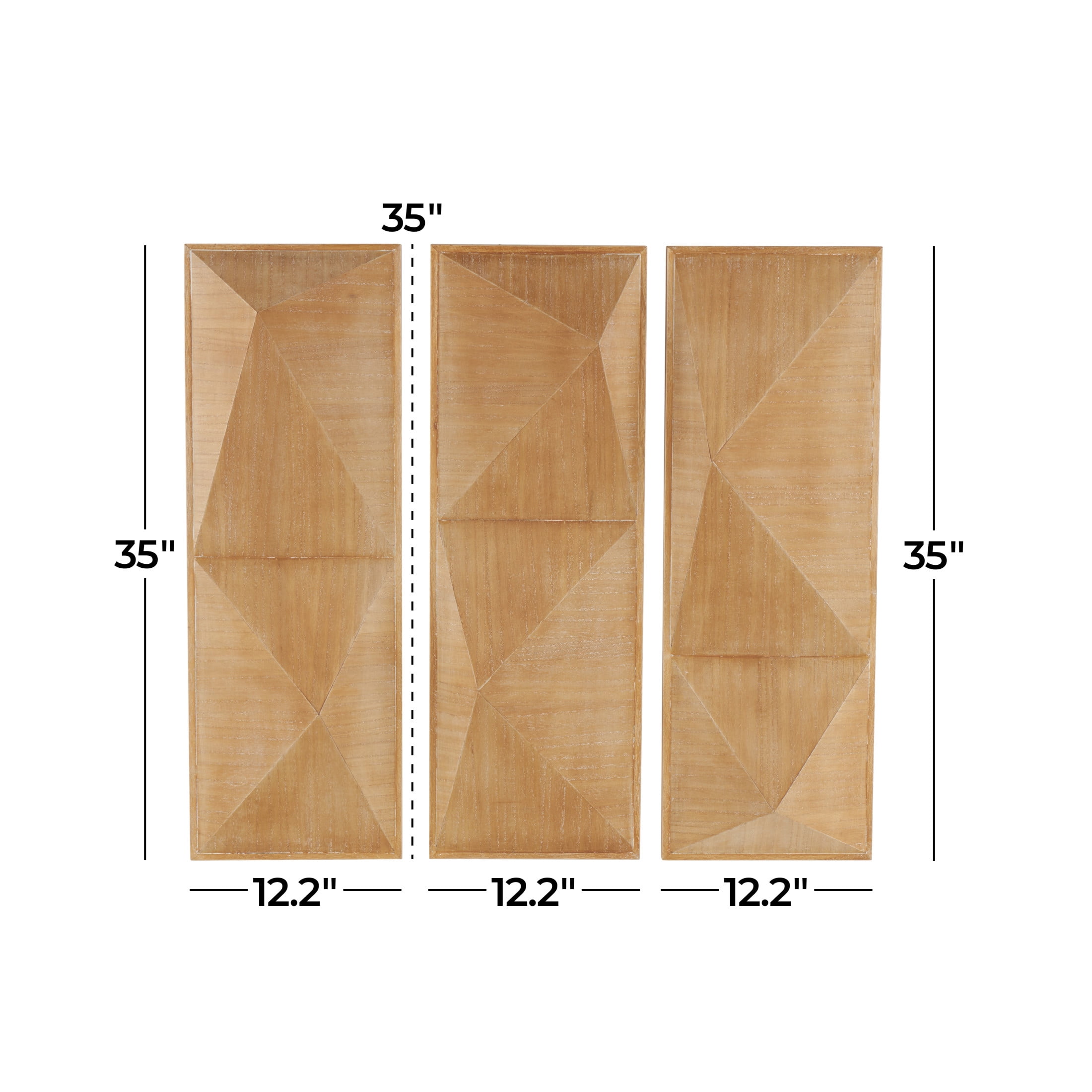 DecMode Brown Wood 3D Geometric Wall Decor (3 Count)
