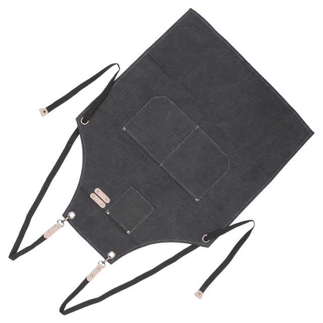 Adjustable Cross Back Cotton Canvas Apron with Pockets, Suitable for Kitchen Cooking, Nail Salon, Hair Salon