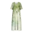 thumbnail image 4 of Flowy Summer Dresses for Women Trendy V Neck Short Sleeve Midi Maxi Dress Fashion Vintage Floral Graphic Sundresses Loose Casual A-Line Dress Below Knee Beach Vacation Dresses with Pockets, 4 of 5