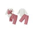 thumbnail image 2 of RUINIXCW Baby Boys Fall Outfit, Plaid Long Sleeve Romper with Pants and Bow Tie, 2 of 8