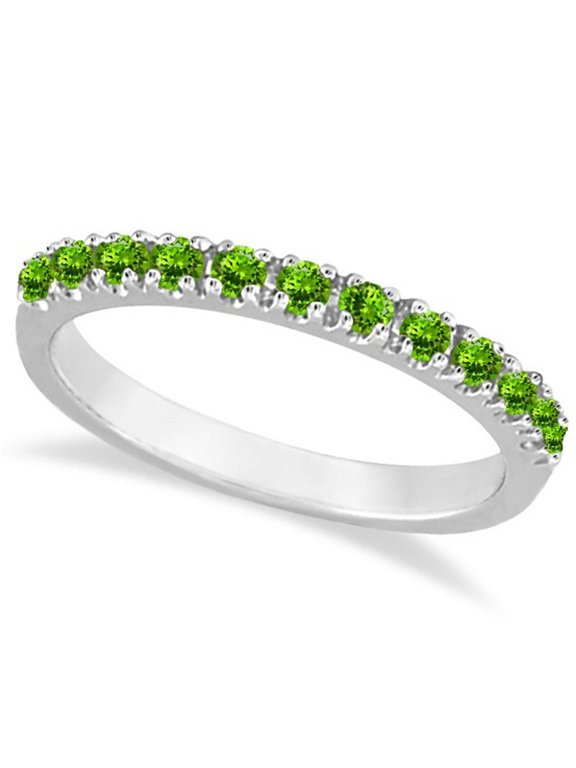 Peridot Stackable Band Anniversary Ring Guard 14k White Gold (0.38ct)