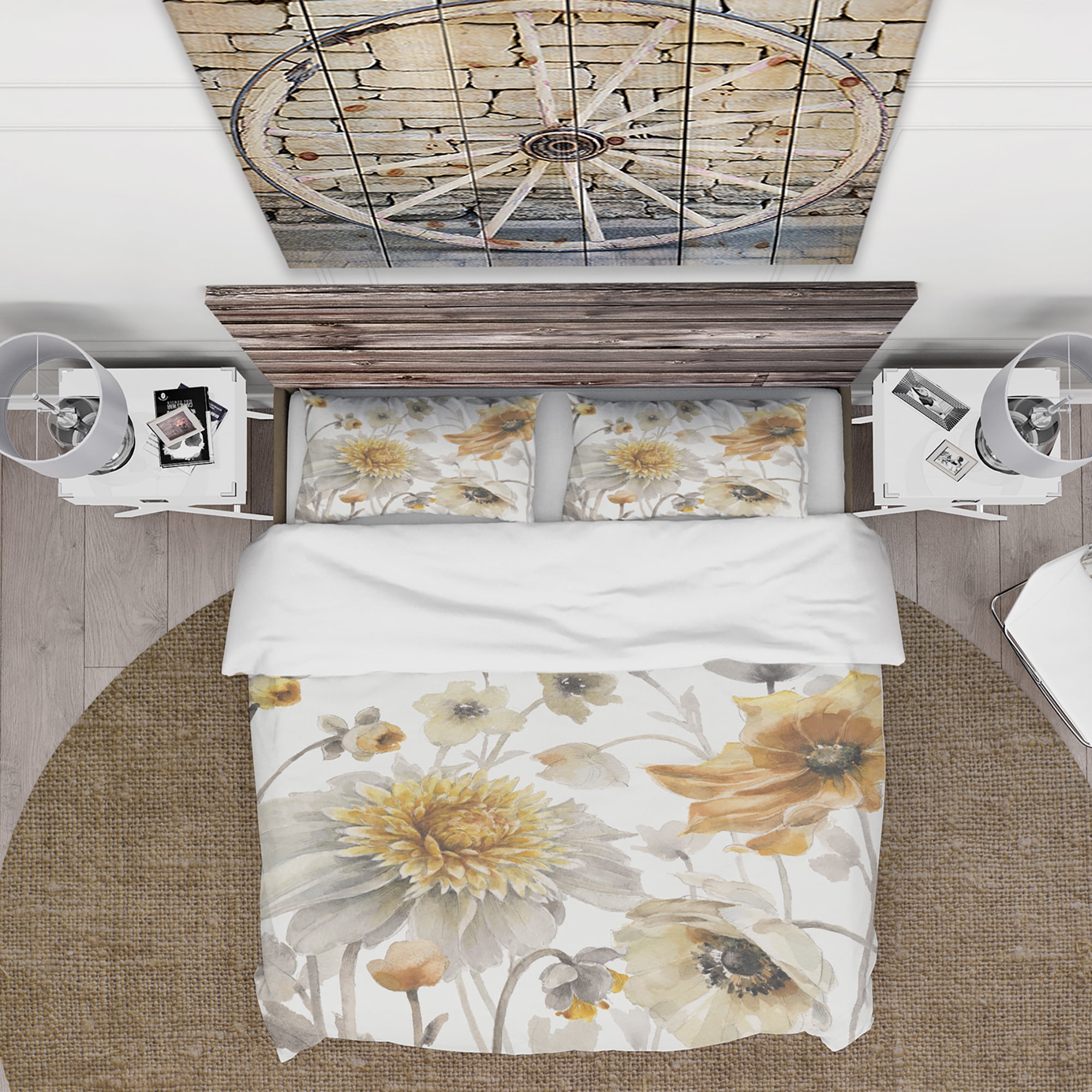 Designart 'Fields of Gold Watercolor Flower VI' Cottage Duvet Cover Set