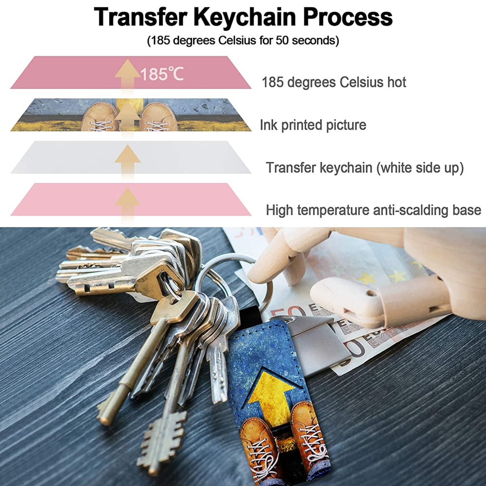 NOBRAND 10pcs Leather Keychain Blank Rectangle MDF Keychain Sublimation Heat Transfer Keychain Kit Jewelry Making, Women's, Size: One size, Black