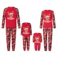 thumbnail image 1 of Conjunto de pijama navideño a juego para toda la familia Fiomva, camiseta de manga larga con estampado de alce, pantalones a cuadros y pijamas navideños., 1 of 8