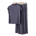 thumbnail image 2 of Vibrex Women's Modal Loungewear Set – Soft Solid Color Short Sleeve & Shorts Pajama Set for Sleep & Lounge, 2 of 7