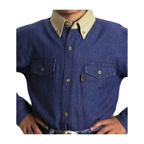 Roper 0612 Men's Long Sleeve 6oz Twill Shirt Blue