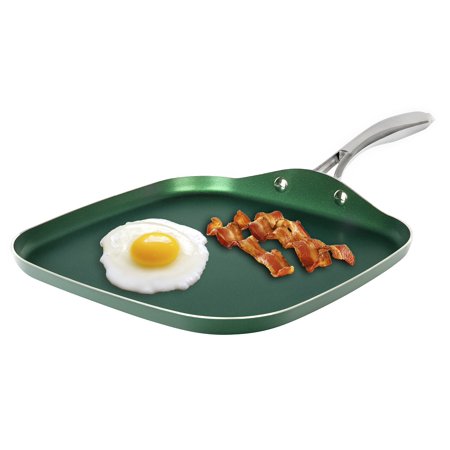 Granitestone Nonstick Griddle Pan  Triple Coated Surface  Stainless Steel Stay Cool Handle  Oven & Dishwasher Safe Non-toxic  10.5  Emerald Green