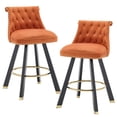 thumbnail image 7 of MOONMISS Velvet Upholstered 360°Swivel Tufted Back Pull Loop Detachable Design Rivet Wooden Bar Stool(set of 2)-Orange, 7 of 7