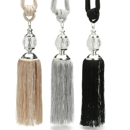 Pair Of Curtain Tiebacks Tassel Beaded Rope Holdbacks Drapes Tie