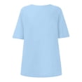 thumbnail image 7 of Tops For Women T-Shirts Oversized Cherry & Bow Print Graphic Summer Short Sleeve Fashion Clothing Light Blue 3XL, 7 of 7