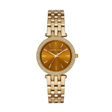 Michael Kors Women's Darci Diamond Amber Sunray Dial Gold-Tone Stainless Steel Bracelet Watch MK3408