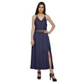 thumbnail image 3 of Moomaya WoMen's Spaghetti Strap Side Slit Dress Plus Size Solid Clothing, 3 of 6