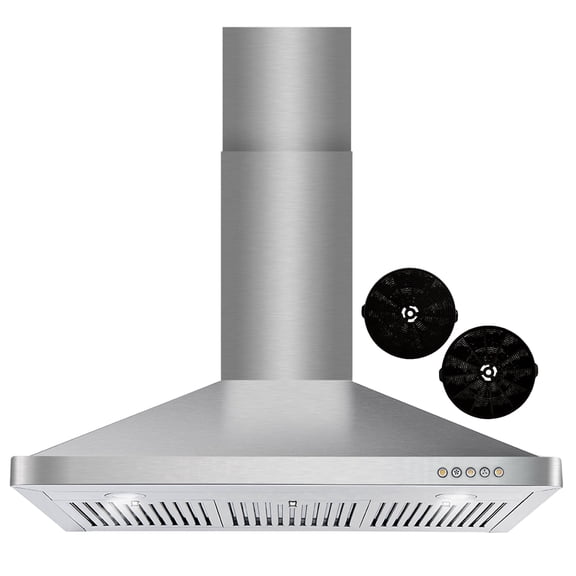 Cosmo 36 in. Ductless Wall Mount Range Hood in Stainless Steel with LED Lighting, Permanent Filters and Carbon Filter Kit