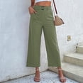 thumbnail image 4 of BLVB Women's High Waist Wide Leg Pants Business Work Office Casual Loose Long Pants Belted Trousers with Pockets, 4 of 5