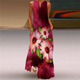 thumbnail image 3 of Ladies Spring Summer Long Dress Women Green Sleeveless V-neck Loose Party Dresses Casual Leaf Print Vintage Beach Dress, 3 of 6