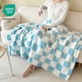 thumbnail image 6 of ROSEKIND Colorful Checkered Flannel Blanket, Super Soft Aesthetic Checkerboard Throw, Thick Fuzzy Fleece Nap Blanket for Single Bed, Gifts for Men, Women and Pets, 50"x60", Light Blue, 6 of 8