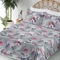 thumbnail image 3 of Ambesonne Floral Design Fitted & Flat Sheet with Sham 3 Pcs Set, Tropical Boho Flowers, Twin XL, Dark Coral Pale Grey, 3 of 5