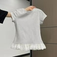 thumbnail image 3 of zbxnLI Kids Girls Short Sleeve T-Shirts Lace Hem Toddler Girls Crew Neck Casual Cute Blouses, 3 of 7