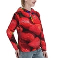 thumbnail image 6 of Fotbe Strawberry Red Pattern Womens Long Sleeve Hoodie, Pullover Hooded Sweatshirt, Kangaroo Pocket Hoodie with Eye-catching Drawstrings-Medium, 6 of 7