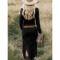 thumbnail image 4 of Women's Western Fringe Zip Front Bodycon Dress, Long Sleeve Lapel Collar Tassels Midi Dress, Cowgirl Party Outfit for Women, 4 of 6