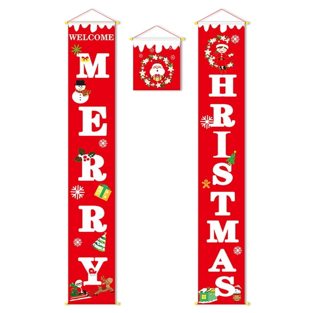 Cateissary 2 piezas de pancartas navideñas, letreros de bienvenida para porche, adornos para el hogar, decoración de cumpleaños de Año Nuevo para patio Kits de decoración para fiestas Rojo Cateissary HA010416-01B