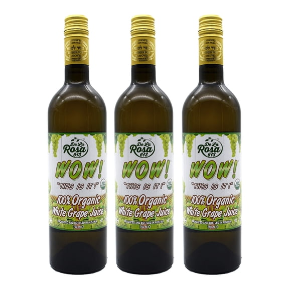 De La Rosa Organic White Grape Juice, Kosher, No Preservatives or Sulfities, Non-GMO & Gluten Free 25.4 oz (pack 3)