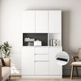 thumbnail image 5 of 74" Freestanding Kitchen Cabinet - Modern Buffet Cupboard With Charging And Storage Pantry Sideboard Ports, Cabinet, White Drawer For Home, 5 of 6