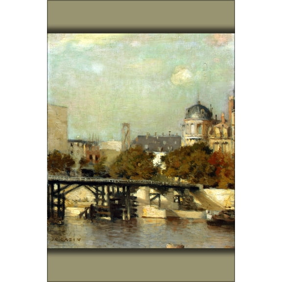 24"x36" Gallery Poster, Paris Scene with Bridge, Jean-Charles Cazin