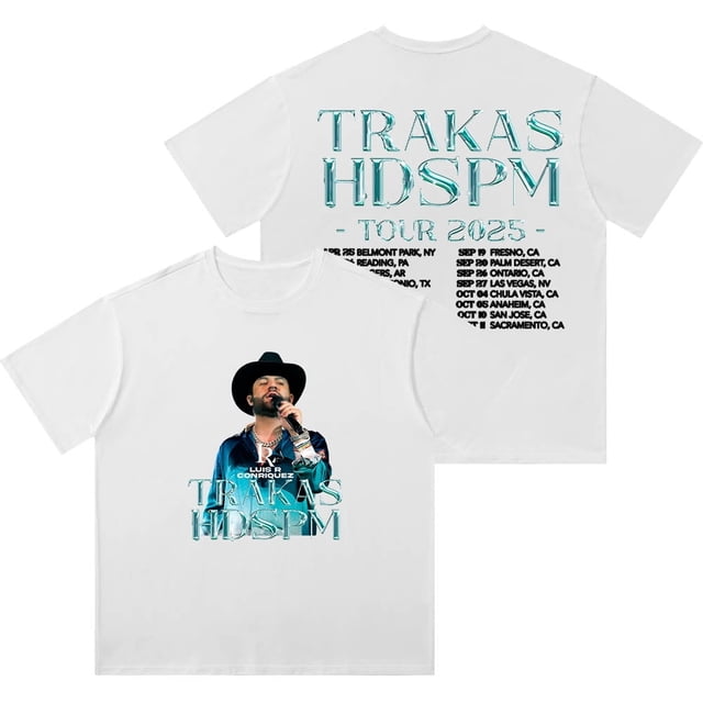 Luis R Conriquez Playera Lavada Algodón Unisex Manga Corta Verano Estilo Urbano Gira Trakas HDSPM