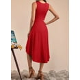 thumbnail image 4 of Women'S Summer Sleeveless Ruched Waist Flowy A Line High Low Midi Cocktail Dress Red XXL, 4 of 6